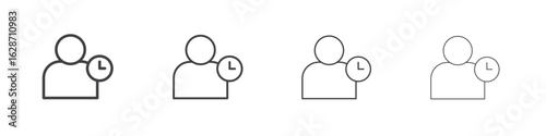 User time icon outline drawings. Editable strokes bundle