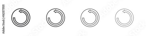 Undo icon outline drawings. Editable strokes bundle