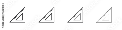 Triangle ruler icon outline drawings. Editable strokes bundle