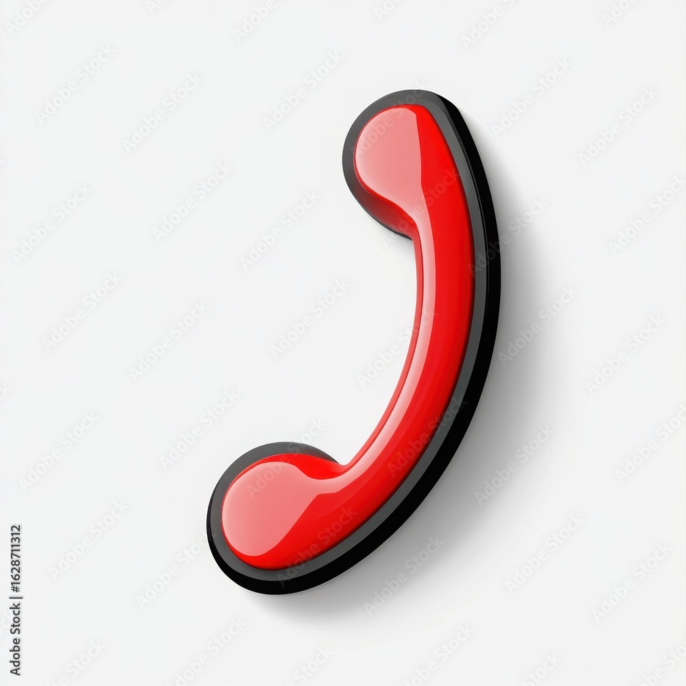 Naklejka premium Red Telephone Handset Icon on White Background communication