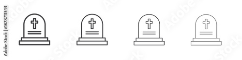 Tombstone icon outline drawings. Editable strokes bundle