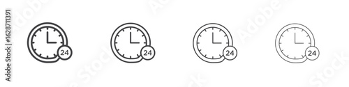 Time twenty four icon outline drawings. Editable strokes bundle