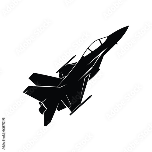 Vector art of fighter jet airplane isolated on white background