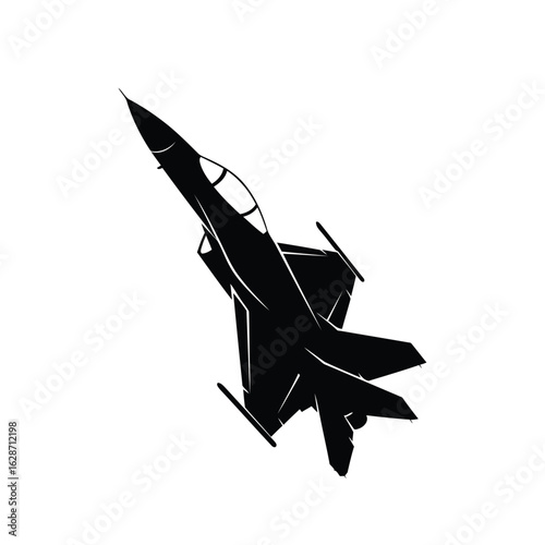 Vector art of fighter jet airplane isolated on white background