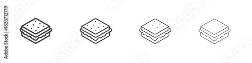 Sandwich icon outline drawings. Editable strokes bundle