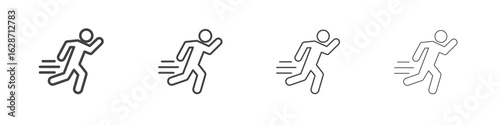Running icon outline drawings. Editable strokes bundle