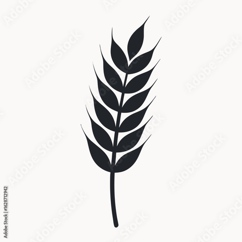 Art of single stalk of wheat isolated on white background