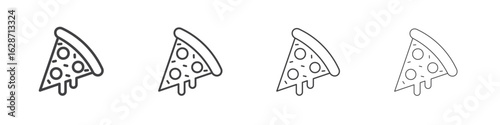 Pizza slice icon outline drawings. Editable strokes bundle