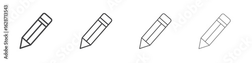 Pencil icon outline drawings. Editable strokes bundle
