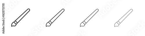 Paint brush icon outline drawings. Editable strokes bundle