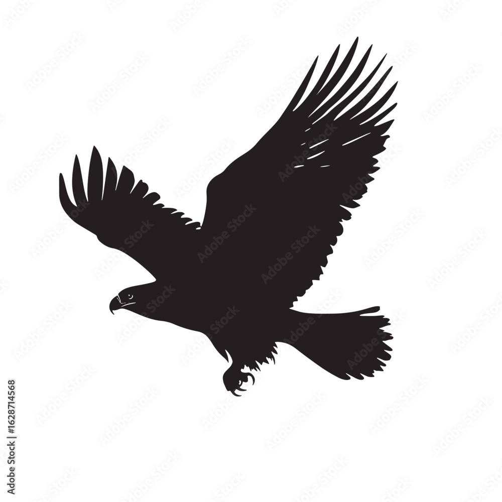 Obraz premium Two bald eagle silhouettes soar gracefully with open wings in a striking black design with transparent background