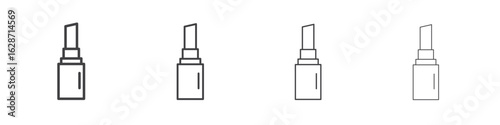 Lipstick icon outline drawings. Editable strokes bundle