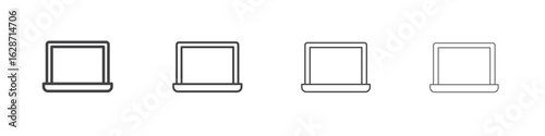 Laptop icon outline drawings. Editable strokes bundle