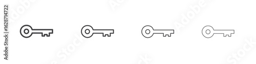 key icon outline drawings. Editable strokes bundle