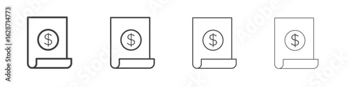 Invoice icon outline drawings. Editable strokes bundle