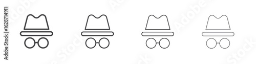 Incognito icon outline drawings. Editable strokes bundle