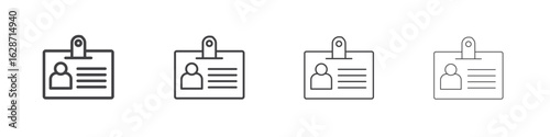 ID badge icon outline drawings. Editable strokes bundle