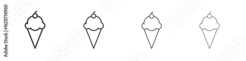 Ice cream icon outline drawings. Editable strokes bundle