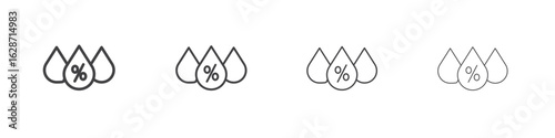 Humidity icon outline drawings. Editable strokes bundle