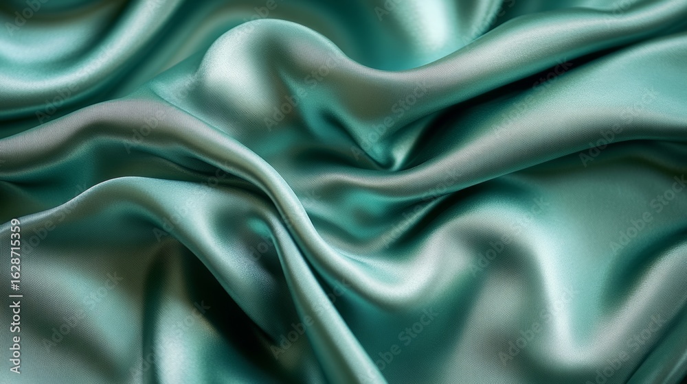 Obraz premium A smooth jade green silk fabric draped elegantly
