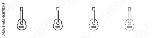 Guitar icon outline drawings. Editable strokes bundle