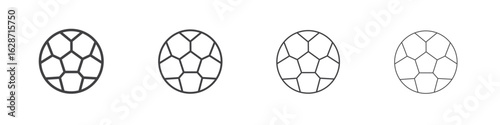 Football icon outline drawings. Editable strokes bundle