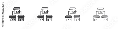 Franchise icon outline drawings. Editable strokes bundle