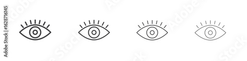 Eye icon outline drawings. Editable strokes bundle