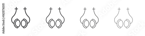 Exhaust pipe icon outline drawings. Editable strokes bundle