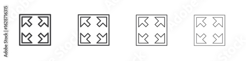 Expand arrows icon outline drawings. Editable strokes bundle