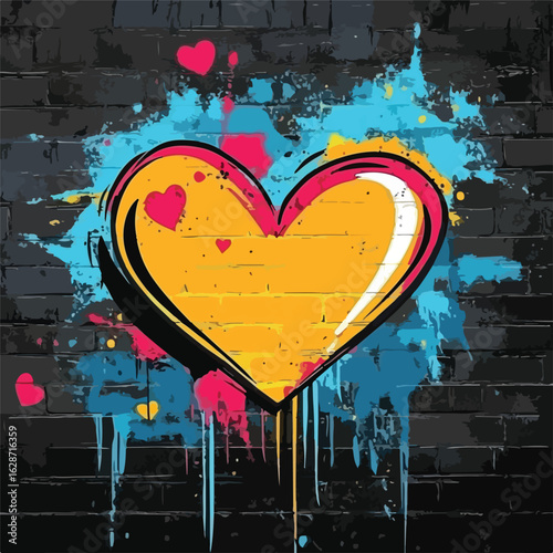 Heart-shaped graffiti love symbol