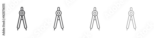 Drafting compass icon outline drawings. Editable strokes bundle