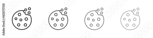 Cookie icon outline drawings. Editable strokes bundle