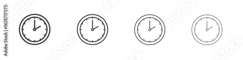 Clock two icon outline drawings. Editable strokes bundle