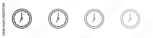 Clock seven icon outline drawings. Editable strokes bundle