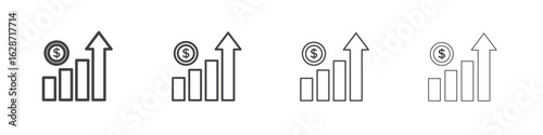 Chat arrow grow icon outline drawings. Editable strokes bundle