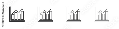 Chart histogram icon outline drawings. Editable strokes bundle