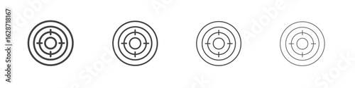 Bullseye pointer icon outline drawings. Editable strokes bundle
