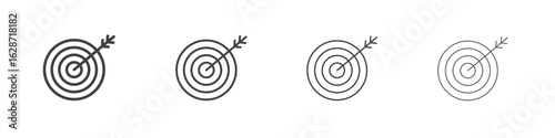 Bullseye icon outline drawings. Editable strokes bundle
