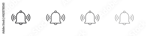 Bell ring icon outline drawings. Editable strokes bundle