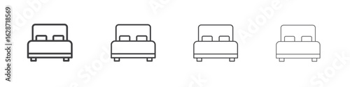Bed icon outline drawings. Editable strokes bundle