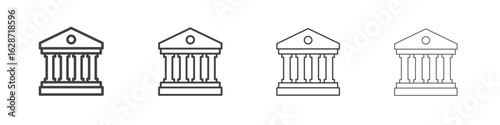 Bank icon outline drawings. Editable strokes bundle