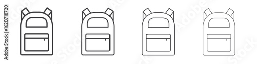 Backpack icon outline drawings. Editable strokes bundle