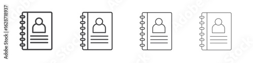 Address book icon outline drawings. Editable strokes bundle