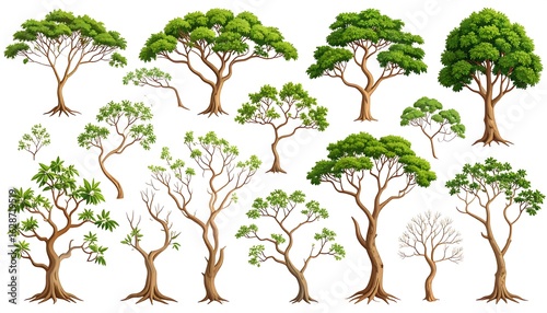 Various tree illustrations