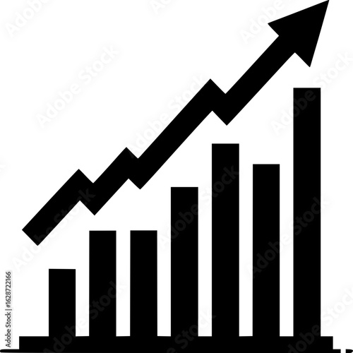 Uptrend Icon: A sharp, stylized representation of upward momentum in the form of a graph