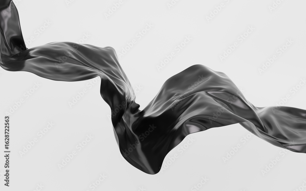 Naklejka premium Black silk background, 3d rendering.