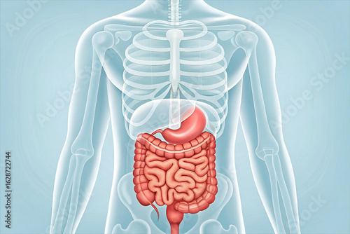 Human torso with stomach and intestines anatomy human anatomy
