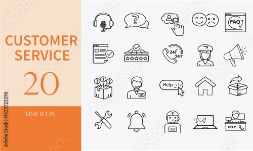 Customer Service & Support Vector Icons: User Experience & Helpdesk Symbols.