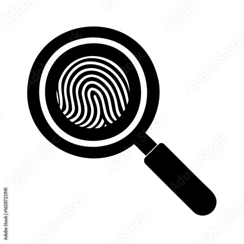 Examining a Fingerprint Under a Magnifying Glass for Forensic Investigation